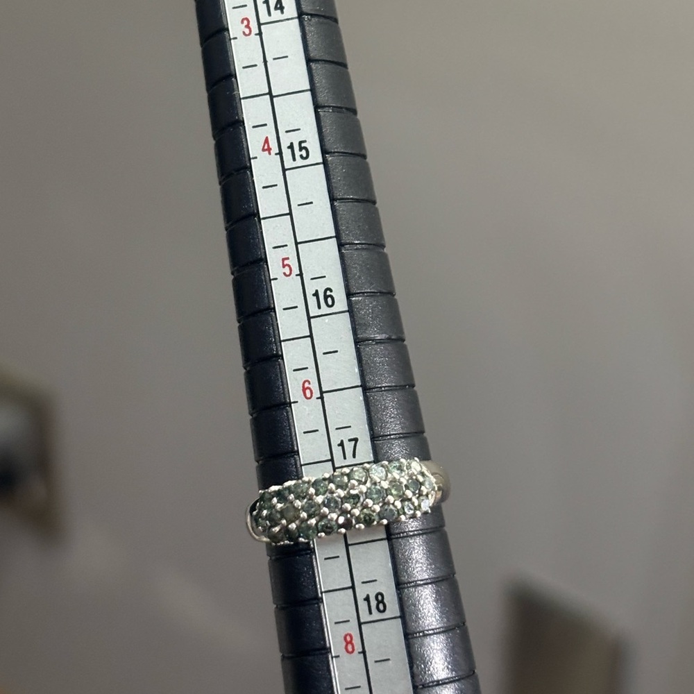14K White Gold Natural Green Diamond Ring, $1875 APPRAISED, size 7 - Picture 7 of 11